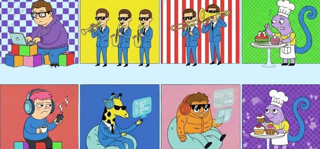 Trend 2 – Simple & Flat Cartoon Design with Strong Visual Hierarchy